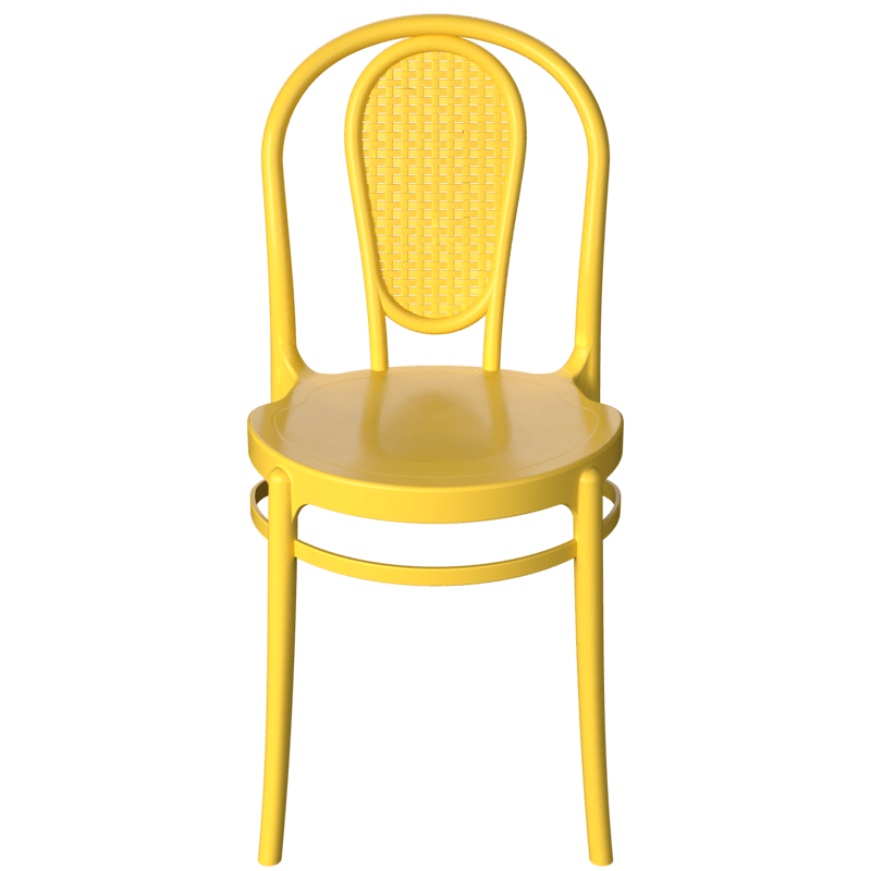Cadeira de Plastico Retro Rattan Amarela